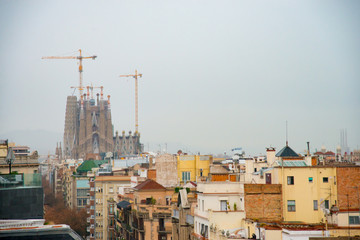 BARCELONA, SPAIN - January 23, 2019: Casa Mila is the famous art work by an artist Antoni Gaudi. Gaudi was a Spanish architect who designed many buildings in Barcelona, Spain...