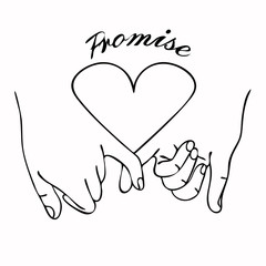 Pinky  Promise  outline vector with  heart