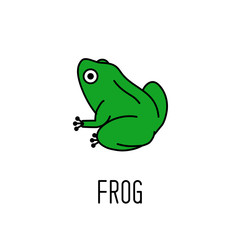Green frog icon. Animal symbol. Vector illustrat