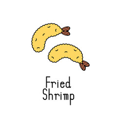 Fried shrimp icon. Vector illustration