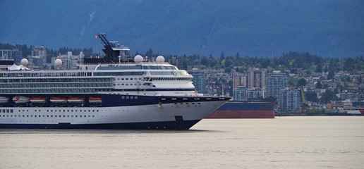 Celebrity Cruises luxury cruise ship liner or cruiseship arrives into port of Vancouver, Canada...
