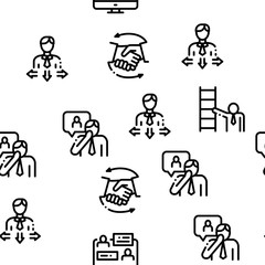 Obraz premium Mentor Relationship Seamless Pattern Vector Thin Line. Illustrations