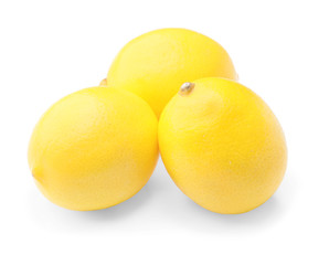 Ripe lemons on white background