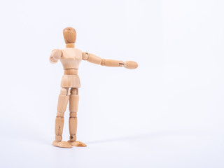 Wooden dummy isolated on white background