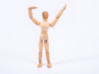 Wooden dummy isolated on white background
