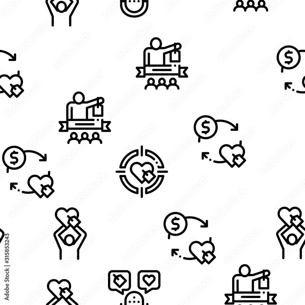 Poster Ambassador Creative Seamless Pattern Vector Thin Line. Illustrations