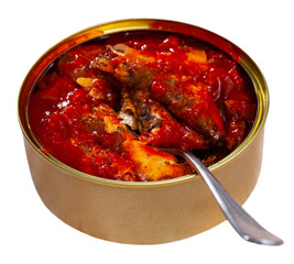 Picture of  tasty small fried in tomato sauce sprat from Riga