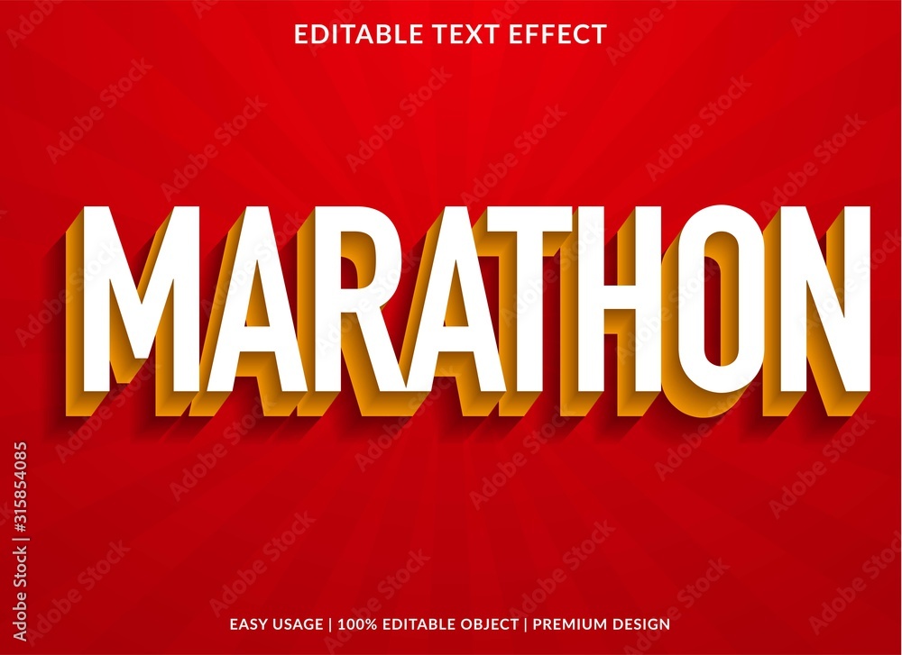 Aufkleber marathon text effect template with 3d type style and retro concept use for brand label and logotype