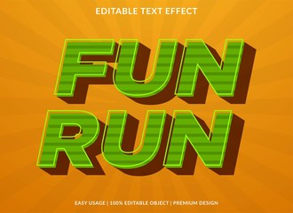 fun run text effect template with 3d type style and retro concept use for brand label and logotype 