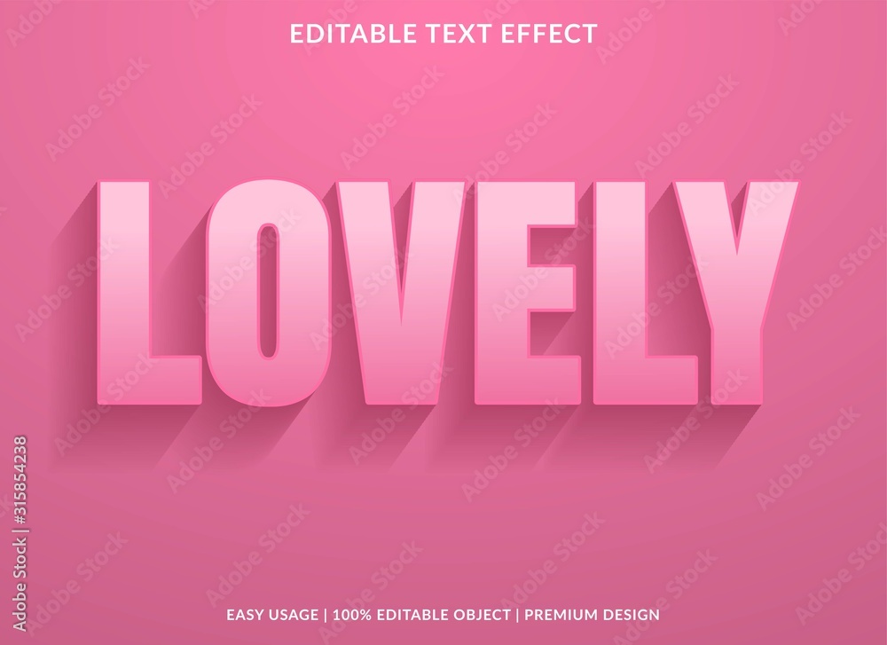 Aufkleber lovely text effect template with 3d type style and feminine concept use for brand label and logotype