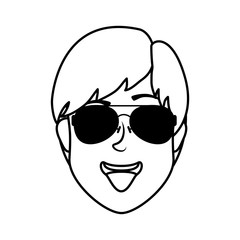 young man head with sunglasses character