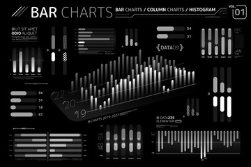 Bar Charts, Column Charts and Histograms Infographic Elements - obrazy, fototapety, plakaty