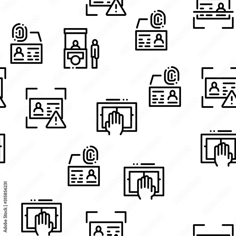 Poster passport control check seamless pattern vector thin line. illustrations