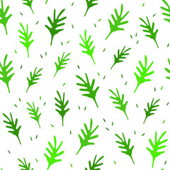 Naklejka na ściany i meble Seamless green leaves pattern. Vector illustration on white background.