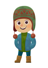 Cute little boy in winter clothes smiling