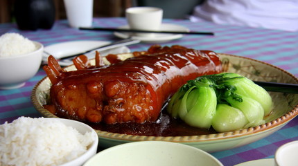 Crocodile meat. Chinese cuisine. Beautiful dish. A restaurant.