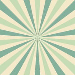 Sunlight retro faded background. Pale green color burst background.