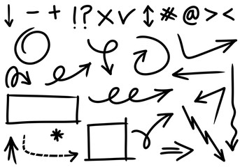Set of Hand drawn vector arrows  doodle on white background.design element vector illustration.