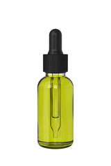 Dropper Bottle with Cannabis CBD Oil. 3D render Isolated on White Background.