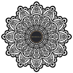 Black and white mandala vector isolated on white. Vector hand drawn circular decorative element.