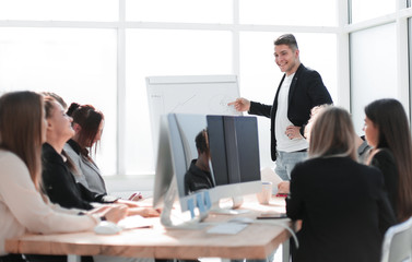 businessman holds a working meeting with the business team .