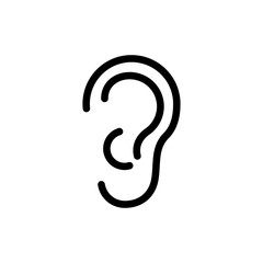 Icono plano lineal oreja en color negro