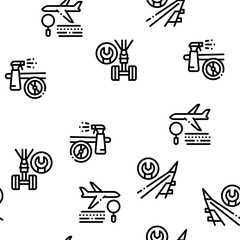 Aircraft Repair Tool Seamless Pattern Vector Thin Line. Illustrations