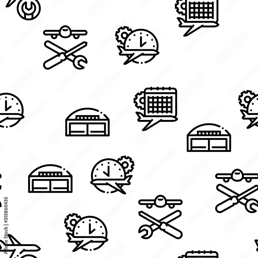 Canvas Prints Aircraft Repair Tool Seamless Pattern Vector Thin Line. Illustrations