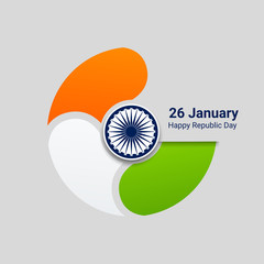 Indian Republic day concept with text 26 January. Vector Illustration.