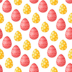Easter Day - seamless pattern with easter eggs on white background, colorful background or endless texture for textile decoration, ideal for fabric print, wrapping or scrapbooking paper - vector