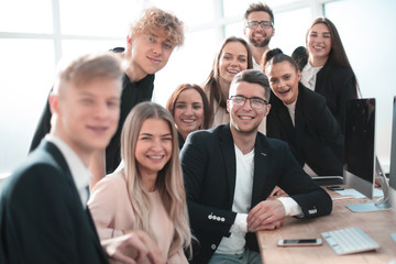 Fototapeta premium portrait of a happy business team in the workplace.