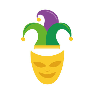 mardi gras theater mask with jester hat