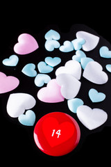 February 14 Valentine's Day - heart on black background