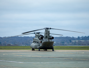 Heavy lift. Chinook military helicopter ready for deployment