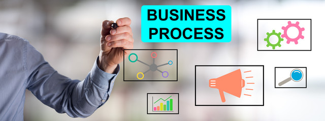 Business process concept drawn by a man