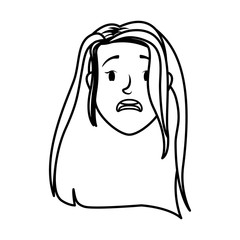 cute young woman head avatar character