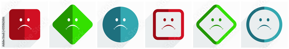 Fototapete cry icon set, flat design vector illustration in 6 options for webdesign and mobile applications in 