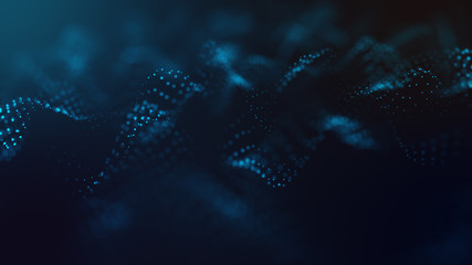 Abstract futuristic -  technology with polygonal shapes on dark blue background.  Design digital technology concept.
