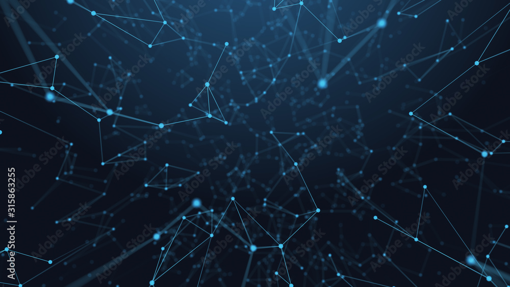 Poster abstract futuristic - technology with polygonal shapes on dark blue background. design digital techn