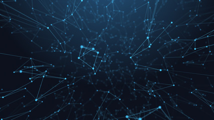 Abstract futuristic -  technology with polygonal shapes on dark blue background.  Design digital technology concept.