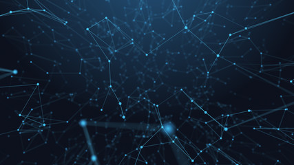 Abstract futuristic -  technology with polygonal shapes on dark blue background.  Design digital technology concept.