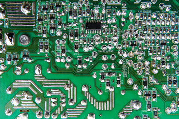 the electrical board with soldered parts for backdrop background