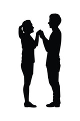 Boy and girl lovers silhouette vector on white background. Valentine people concept.