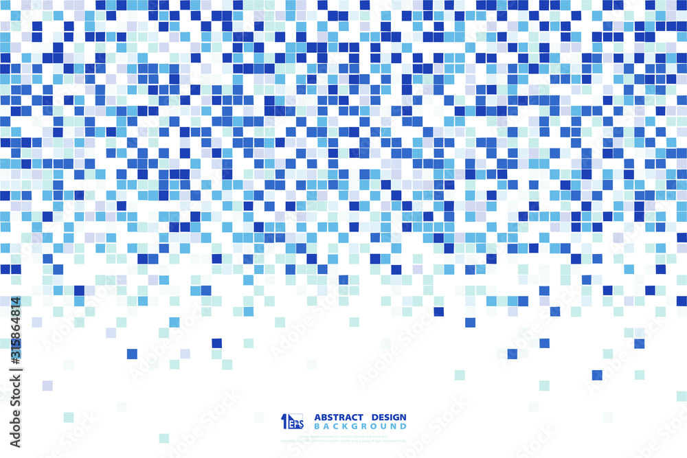 Poster abstract blue square pattern design 8bit decorative for minimal technology. illustration vector eps1