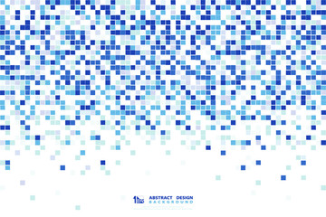 Abstract blue square pattern design 8bit decorative for minimal technology. illustration vector eps10