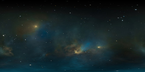 Fototapeta na wymiar 360 degree stellar system and gas nebula. Panorama, environment 360 HDRI map. Equirectangular projection, spherical panorama