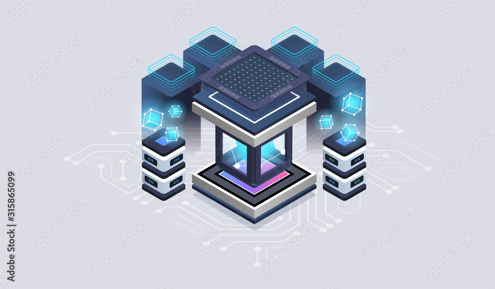 Poster modern flat design isometric concept of data analysis for website and mobile website. data visualiza
