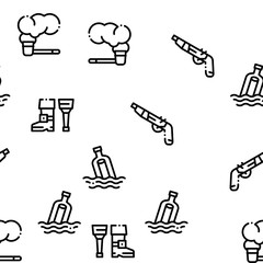 Pirate Sea Bandit Tool Seamless Pattern Vector Thin Line. Illustrations