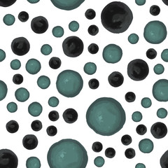 Abstract Wondrous pattern with black and green polka dots