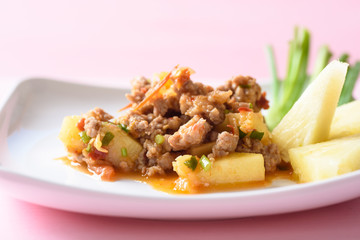 Nam Prik Ong with pineapple, Northern Thai local food